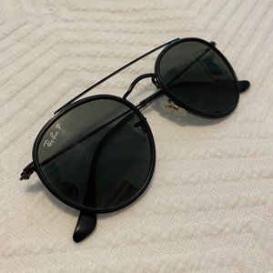 Black Round Doublebridge Ray Ban Sunglasses